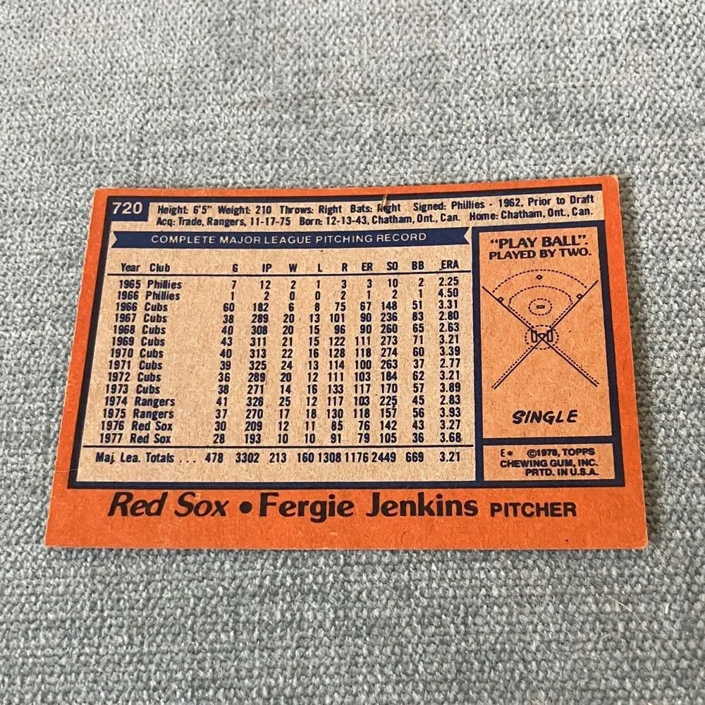 1978 Topps Red Sox Baseball Card Trading Card
